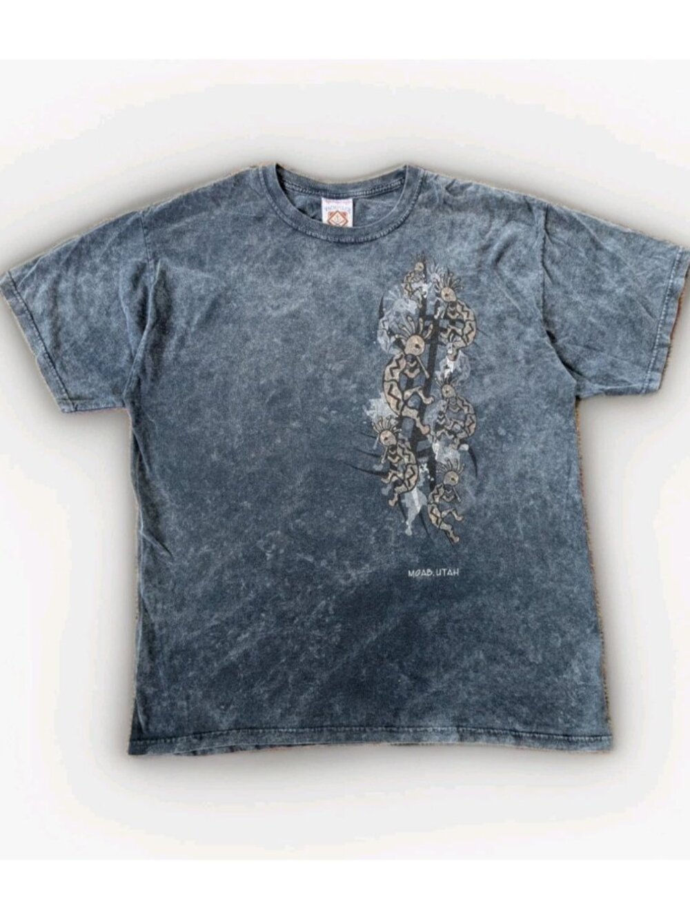 Vintage Moab Utah Acid Wash T-Shirt L Southwestern Graphic Blue Kachina Souvenir